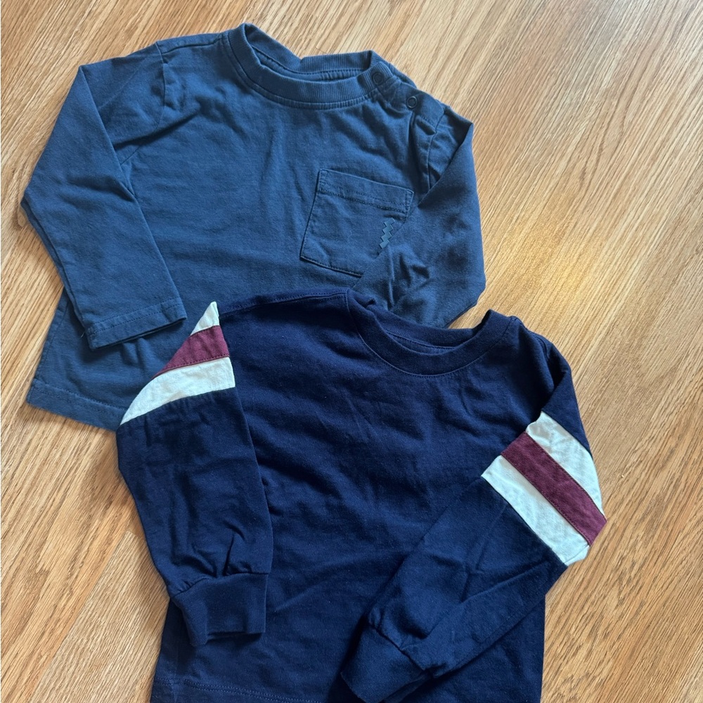 Kids Navy Blue Long Sleeve Shirts